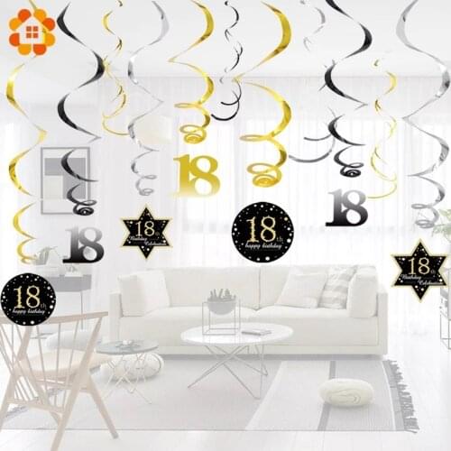 Set of 18/30/40 Year Olds DIY Spiral Ornaments Birthday Confetti Balloon Air Balon Single Party Decor Anniversary Decorations
