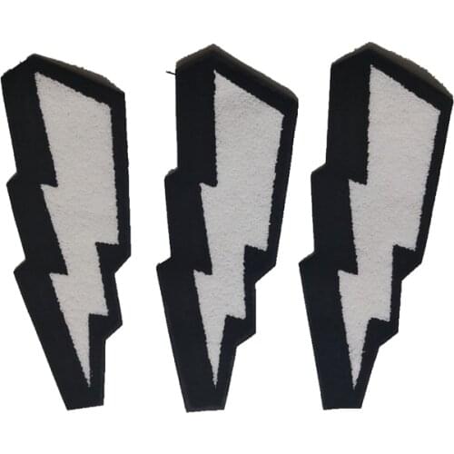 New Arrival Chenille Lighting Embroidered Sew on Patches for jacket clothes Big white Flash Embroidery Applique Sewing DIY