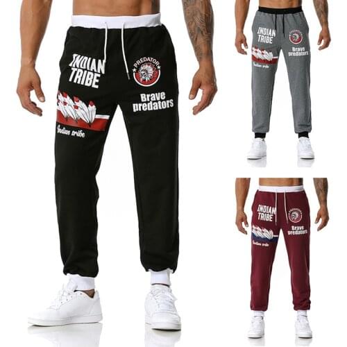 New Mens Indian Print Jogging Pants Outdoor Sports Fitness Football Training Pants