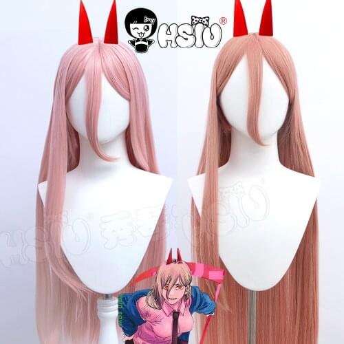 Power wig Anime Chainsaw Man cosplay 「HSIU 」 Pink orange sexy long hair Fiber synthetic wig+Free Gift headwear+wig cap