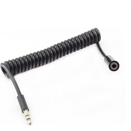 Spring wire audio extension cable Headphone extension cable DC3.5 male to bus earplug extension cable 1M