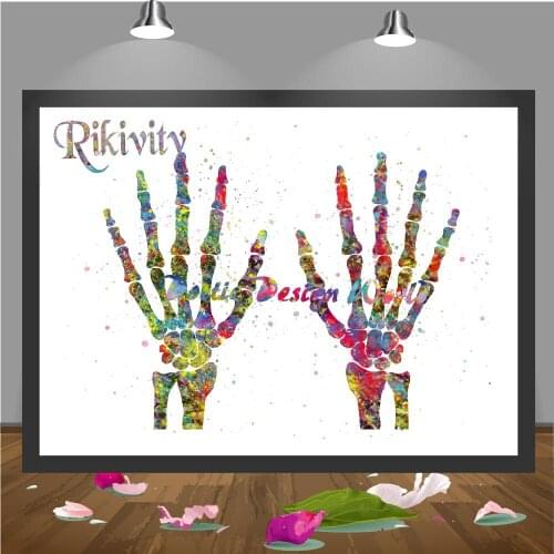 Rikivity Human Anatomy Poster Prints Canvas Painting Medical Hand Bones Skeletal Wall Art Picture Wedding Home Clinic Decoration