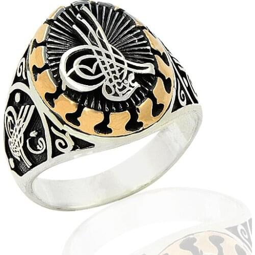 925 Silver Ethnic English Men Ring Ertugrul Rings for Men