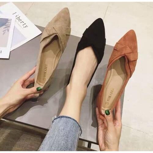 2021 Pointed Flat Sole Shoes Women Spring and Summer Suede Professional Work Shoes Women Shallow Mouth Ladies Shoes