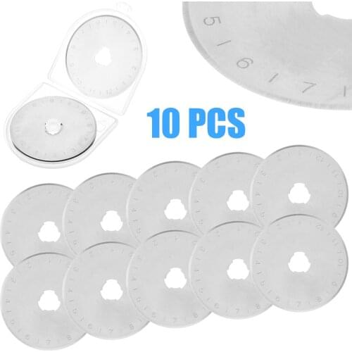 10Pcs Durable Tungsten Steel 45mm Rotary Cutter Blade Tools With Scale For Cuts Fabric Sewing Quilting Leather Circular Knife
