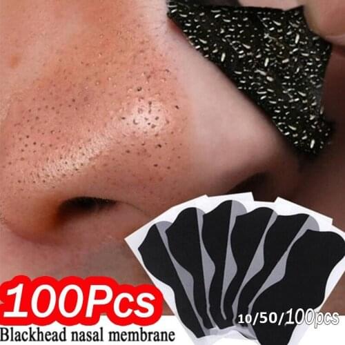100pcs Nose Blackhead Remover Mask Deep Cleansing Skin Care Shrink Pore Acne Treatment Mask Nose Black dots Pore Clean Strips