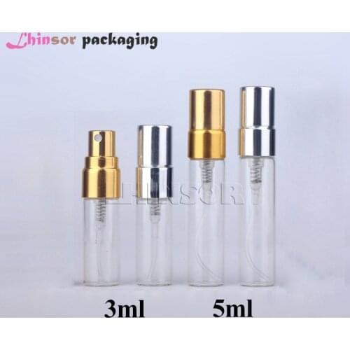 50pcs/lot 2ml 3ml 5ml 10ml Transparent Glass Sample Vials Spray Bottle Portable Mini Perfume Atomizer Refillable Bottles