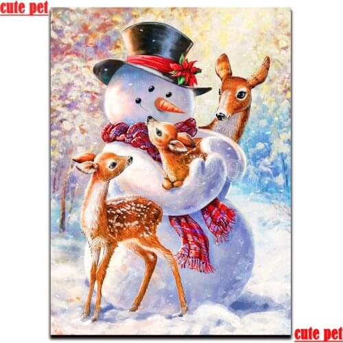 5d Diamond Painting Christmas snowman elk Full Round Drill Mosaic Cross Stitch Handmade DIY Embroidery Gifts for the new year