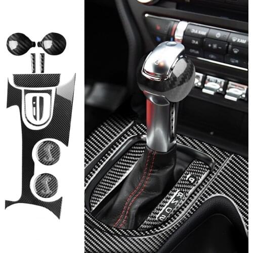 8Pcs/Set Gear Shift Panel Trim Stickers Carbon Fiber Car Decor for Ford Mustang 15-20 Right Drive