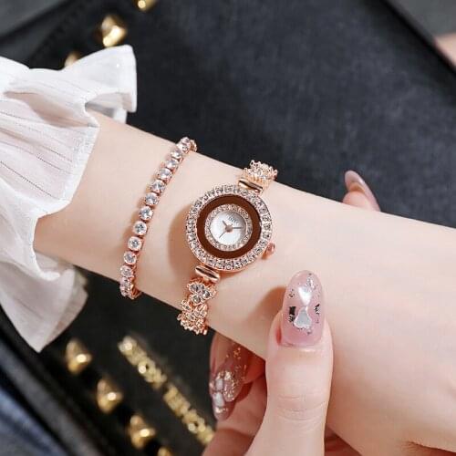 Diamond small dial spiral crown quartz watch casual simple temperament watch