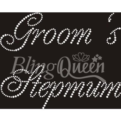 BlingQueen 25PCS/LOT Rhinestone Transfer Iron On Hot Fix Applique Grooms Stepmum Design