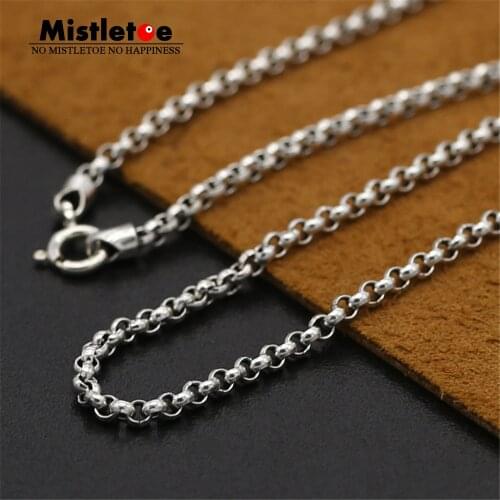 Authentic 100% 925 Sterling Silver Classic Vintage 3.0mm Round Link Necklace Chain Jewelry For Women Or Men