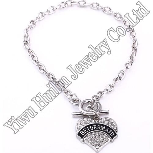 BRIDESMAID heart charm bracelet