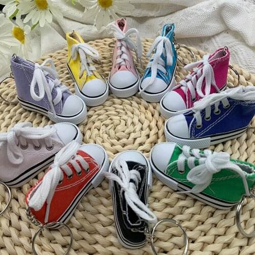 2021 Cute Mini Simulation Canvas Shoes Keyring Keychain For Women Girl Souvenir Gift Women Bag Key Holder