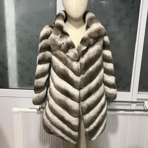 Delighting Fur Coat Winter Real Rabbit Fur Jacket Chinchilla Color Women New Fashion Warm Outwear High Quality Top Selling