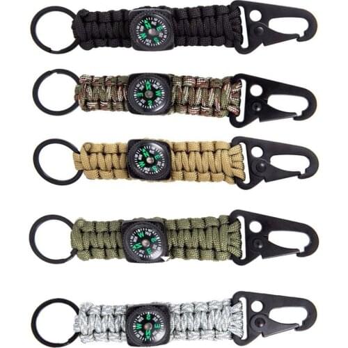Climbing Carabiner Emergency Tools Caming Equipment Hunting Accessories Cord Keychain Ring Buckle Hooks Outdoor Survival Kit
