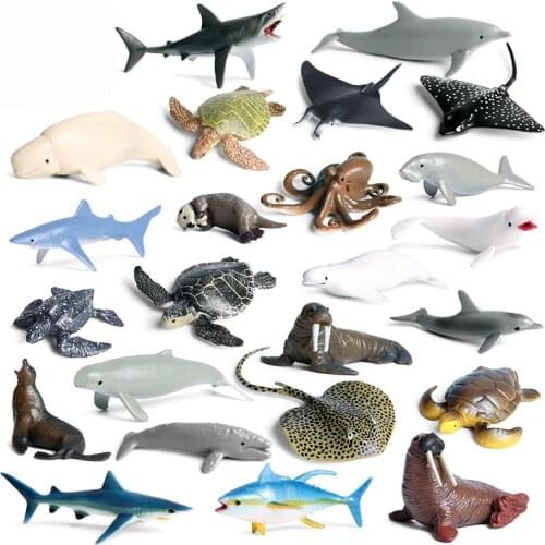 27 Kinds Small Marine animal Figure Collectible Toys Sea Animal Action Figures Animal Toys Kids Cognitive Toys