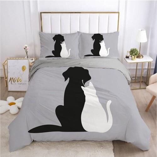 Bedding Set Duvet Cover Sets Gray Quilt Covers Pillowcase Blanket Case Bed Linens King Queen Size 3D Design Cartoon Bedclothes