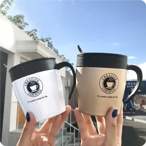 Creative Stainless Steel Coffee Mug with Lid Cup for Coffee Tea Milk Water