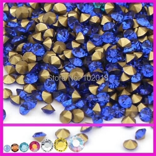Free shipping 1440pcs ss20 round shape cristal stones point back rhinestones chatons sapphire color for jewelry making suppliers