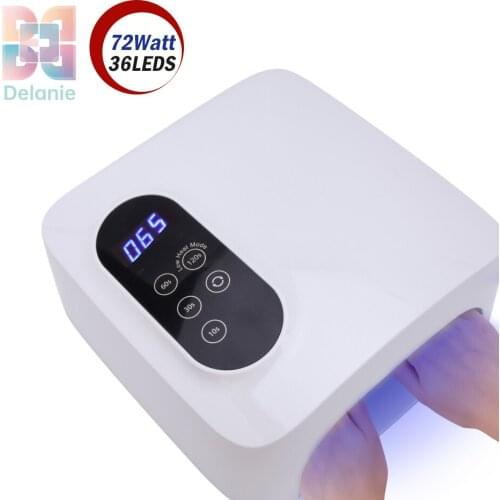 72W Nail Lamp With 36PCS Lamp Beads Nail Curing UV/LED Screen Painless Mode With Smart Sensor For Quick Gel Varnish Manicure