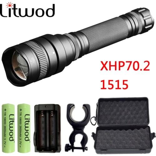 Litwod Z25 5000lm Original CREE XHP70.2 32w Powerful Tactical LED flashlight torch zoom lens 2pcs 18650 battery