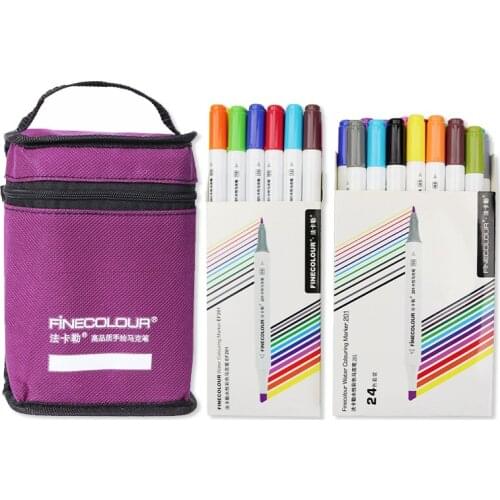 FINECOLOUR 12/24/36 Colors Art Markers Water-based Markers Colored Drawing Brush Pen Set Manga Dual Headed Sketch Marker EF201