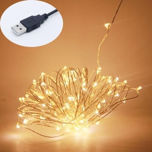 USB Copper Wire Light String 5pcs 1m 2m 3m Fairy Garland Navidad Home Decor Christmas Holiday Party Indoor Wedding Decoration