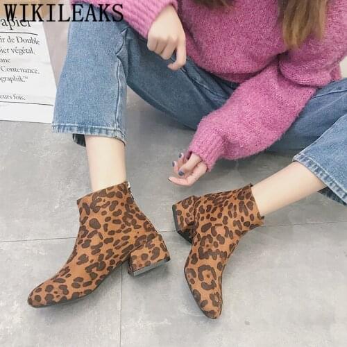 Fashion High Heel Boots Ankle Boots For Women Leopard Boots Winter Shoes Women Zapatos De Mujer Botines Mujer 2020 Ботильоны