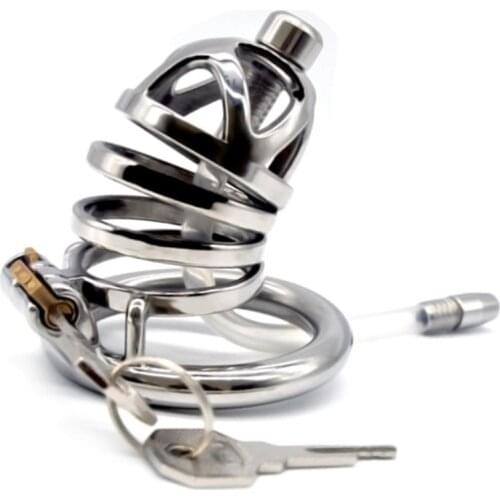 Male Chastity Device Ventilation Cage with Catheter Sex Products Penis Cock Cage Metal Chastity Penis Cage Sex Toy for Men G254D