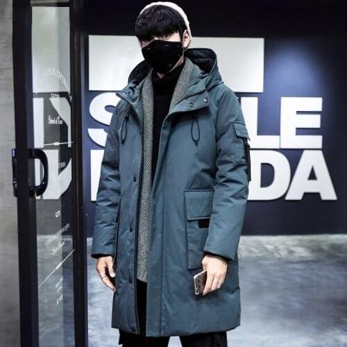 New mens medium and long coat thickened tooling Korean fashion couple winter mens coat