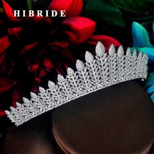 HIBRIDE New Sparkling Cubic Zircon Pave Bride Tiaras Crown Luxury Hairbands Headpiece Crown Hair Accessories Party Gifts C-70