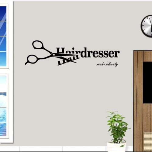 Scissor Beauty Salon Sticker Hair Salon Wall Decal Barber Shop Vinyl Window Decals Decor Mural Hairdresser Glass Sticker