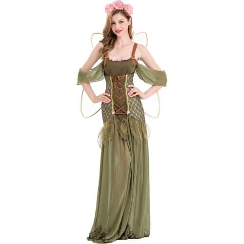 Love live Flowers Fairy Theme Party Stage Costume Halloween Sexy Green Elf Princess Fancy Dress