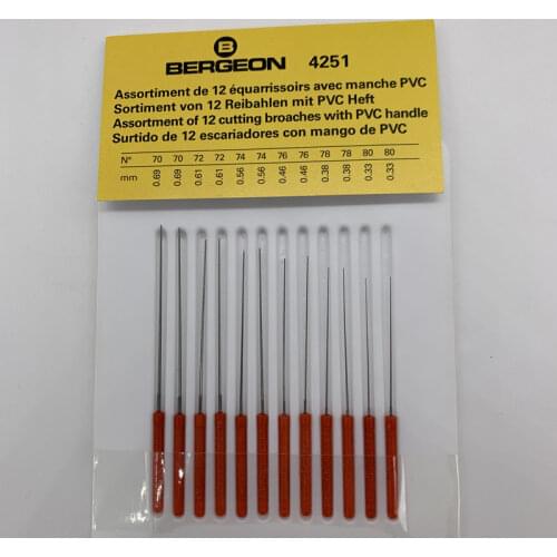 The original imported BERGEON 4251 barrel is equipped with 12 reamer plastic rods 0.69-0.33mm watch maintenance tools