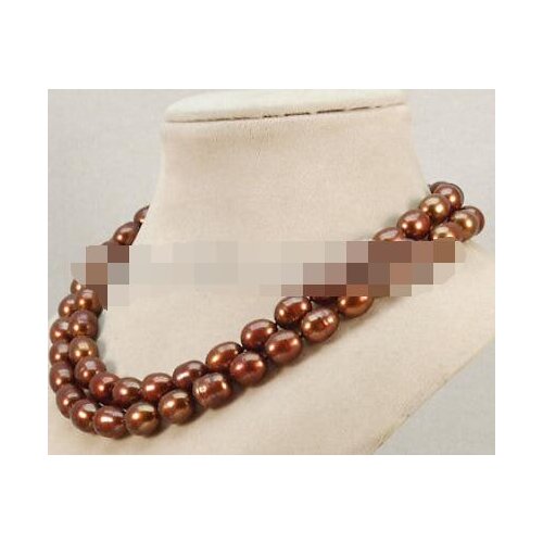 AA 32" 9-10mm brown Fresh Water cultured pearl Necklace