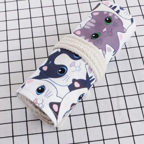 Kawaii Cat Penal for School Pencil Case Roll Girls Boy 36/48/72 Holes Pencilcase Cute Unicorn Pen Bag Korean Penalties Cartridge