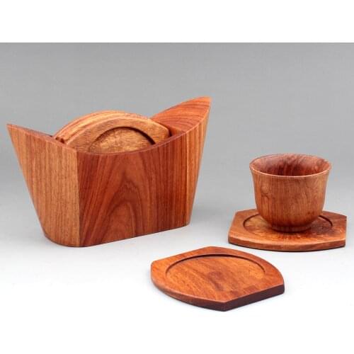 Mahogany teacup cushion, Burma rosewood anti scalding, artifact, kung fu tea set, Tea Road solid wood treasure mattress