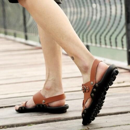 Sandel For Men Sandalle Homme Sandals Men Beach Rubber Sandles For Sandalias Hombre Sandals-men Leather Genuine Zandalias