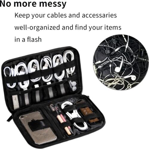 Custom Print Portable Data Line Storage Bag Earphone Pouch Digital Storage Bag Charger Zipper Outdoor Travel Organizer Holder