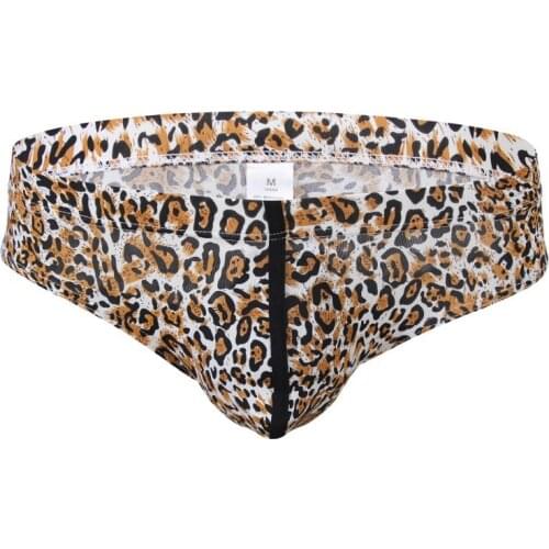 New Men briefs flower leopard printed smooth ice silky nylon brief Underwear Men breathable soft brief fashion bikini panties