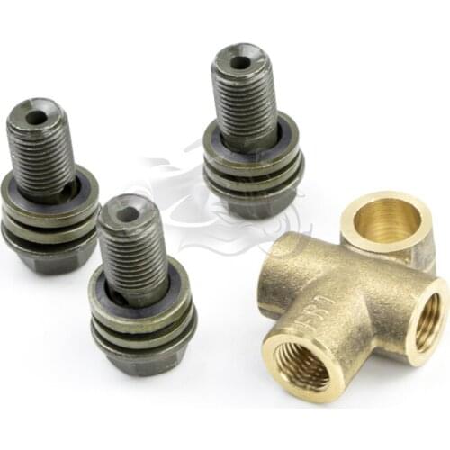 Universal M10 Motorcycle Hydraulic Brake Hose Pipe Tee Connector Coupling Fitting 3 Ways Female bracket Adaptor Splitter