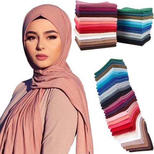 2021 Spring NEW muslim stretchy jersey 60*170 cm scarf for womenmusulman islamic soft shawl headscarf turban scarfs for women
