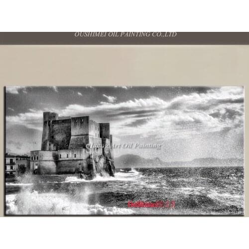 High Technology Artist Hand Painted Black White Landscape Oil Painting Seascape On Canvas Home Decor Paintings