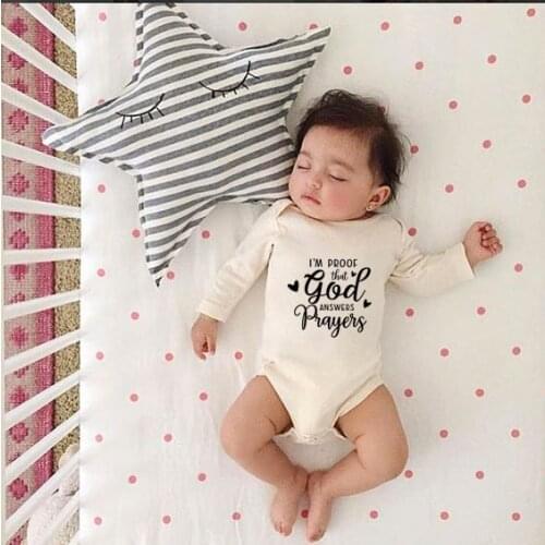 I'm Proof That God Answers Prayers Newborn Boys Girls Letter Bodysuit Baby Jumpsuit Long Sleeve Clothes Infant Clothing