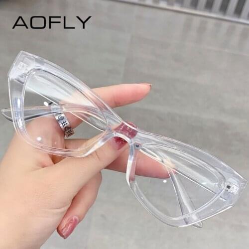 AOFLY Computer Glasses Female Anti Blue Light Eyewear Fashion Cat Eye Design Frame Womens UV400 Retro Transparent Eyeglasses