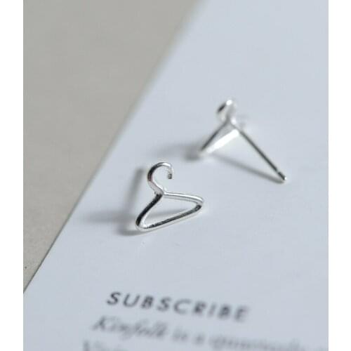 925 Sterling Silver Clothes Hanger Stud Earrings For Women Elegant Wedding Jewelry pendientes mujer moda Brincos