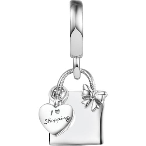 2021 New Fits Pandora Bracelet 925 Sterling Silver Shopping Bag Dangle Charms Beads for Jewelry Making Women Girls Gift Kralen