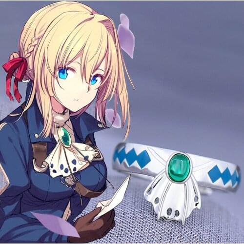 Anime Violet Evergarden 925 Sterling Silver Ring For Women Girls Adjustable Finger Ring Cosplay Jewelry Props Xmas Birthday Gift