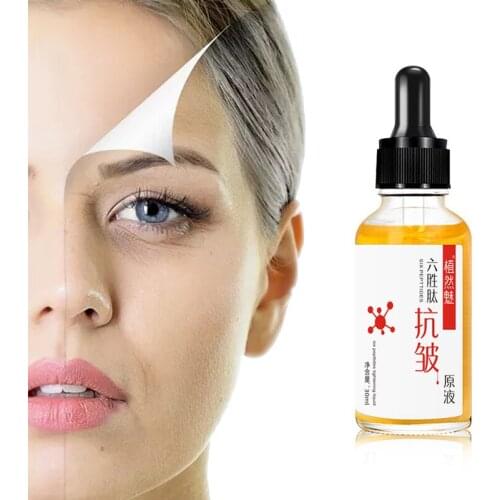 Six PeptideTightening Liquid Anti-Wrinkle Whitening Facial Essence Hyaluronic Acid Moisturizing Anti-aging Face Serum Skin Care